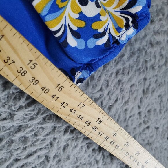 Crown & Ivy Top Women PXL Blue Floral Embroidered Long Sleeve Boho Blouse - Picture 5 of 8